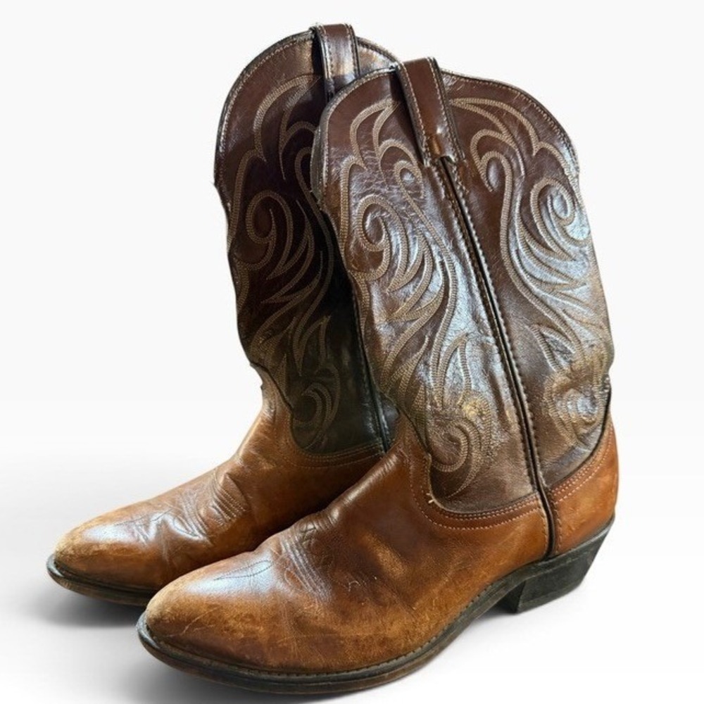 Laredo Mens Cowboy Boots 68214 Brown Leather Western Work Boots 9.5D USA Made